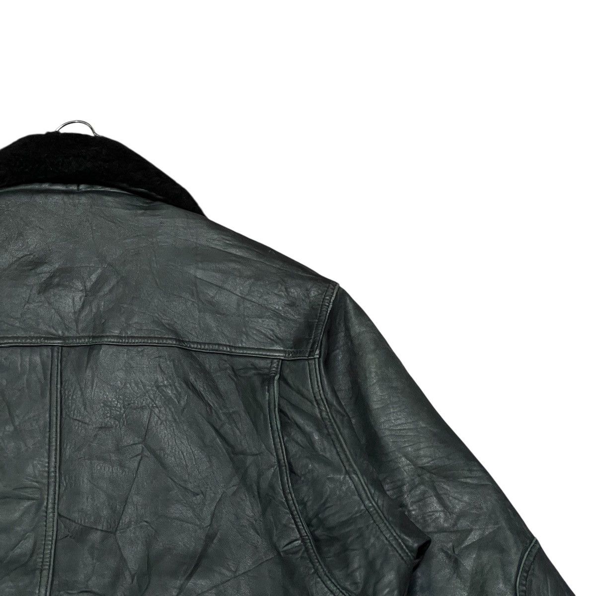 Genuine Leather Vtg Moda Italiana Flight Bomber Leather Jacket Fur Collar Size US L / EU 52-54 / 3 - 13 Thumbnail