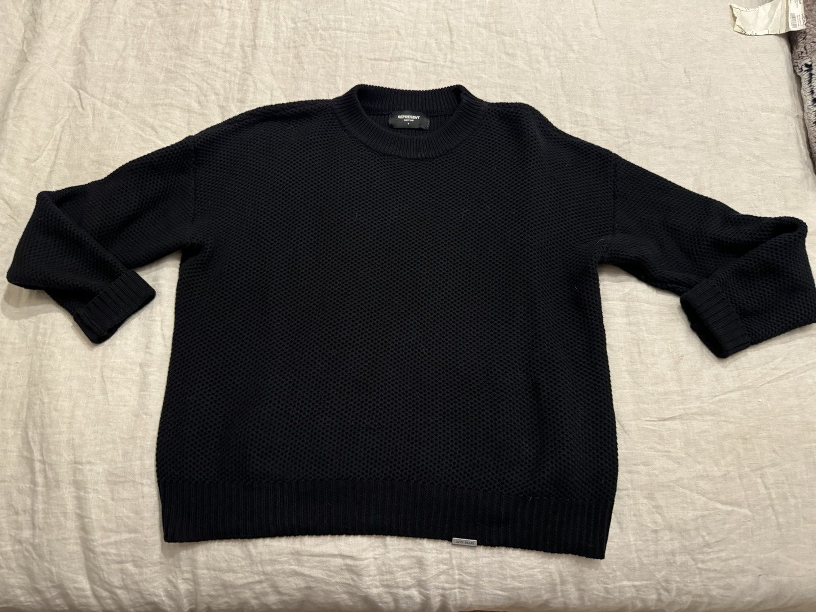image of Black Waffle Weave Knit From Represent Clo - Size Medium, Men's