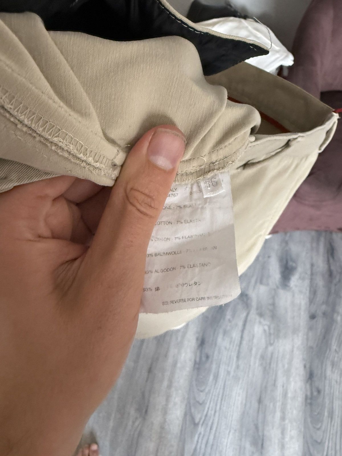 Prada Prada Linea Rossa Beige Tech Cotton Pants with Red Tab Size US 40 / EU 56 - 14 Thumbnail
