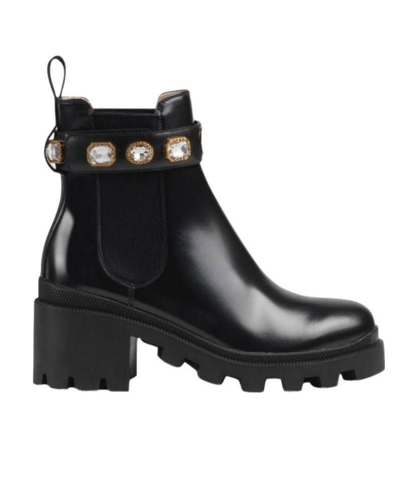Gucci Calfskin Crystal GG Trip Chelsea Ankle Boots Size US 12 / IT 42 - 1 Thumbnail