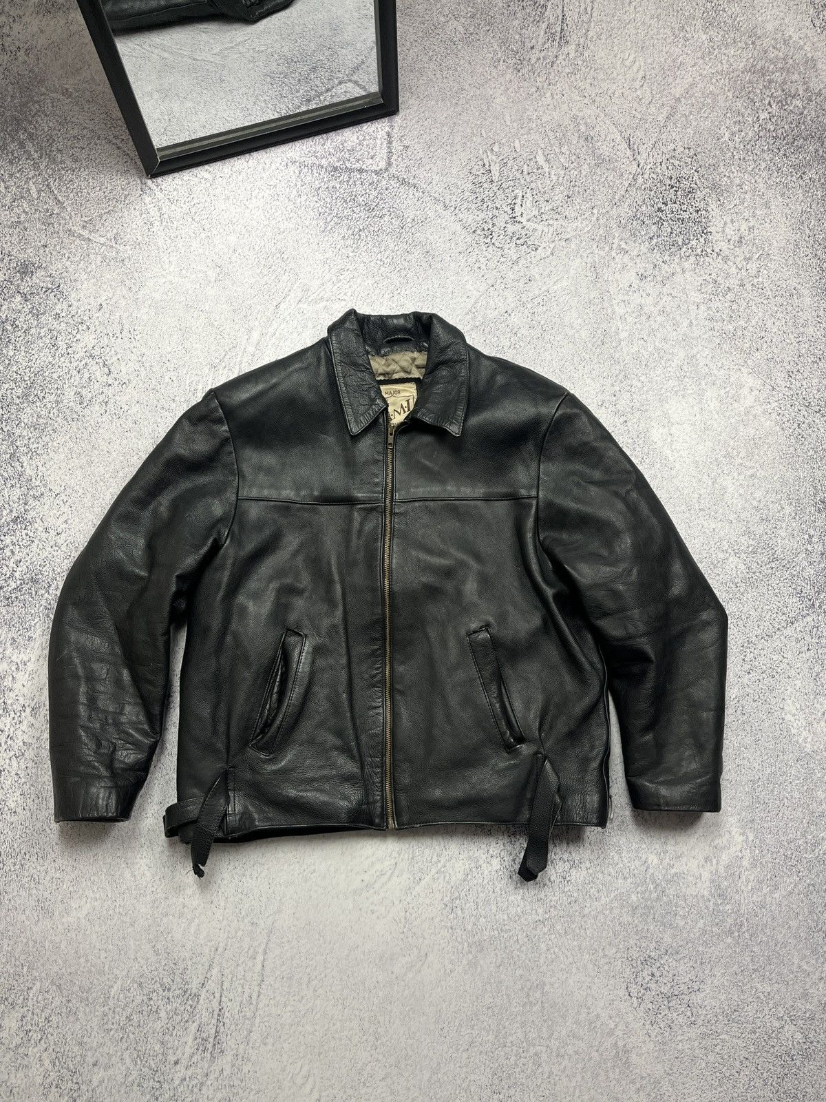AMI Y2K Vintage AMI Leather Jacket Moto Streetwear Style USA VTG Size US S / EU 44-46 / 1 - 1 Thumbnail
