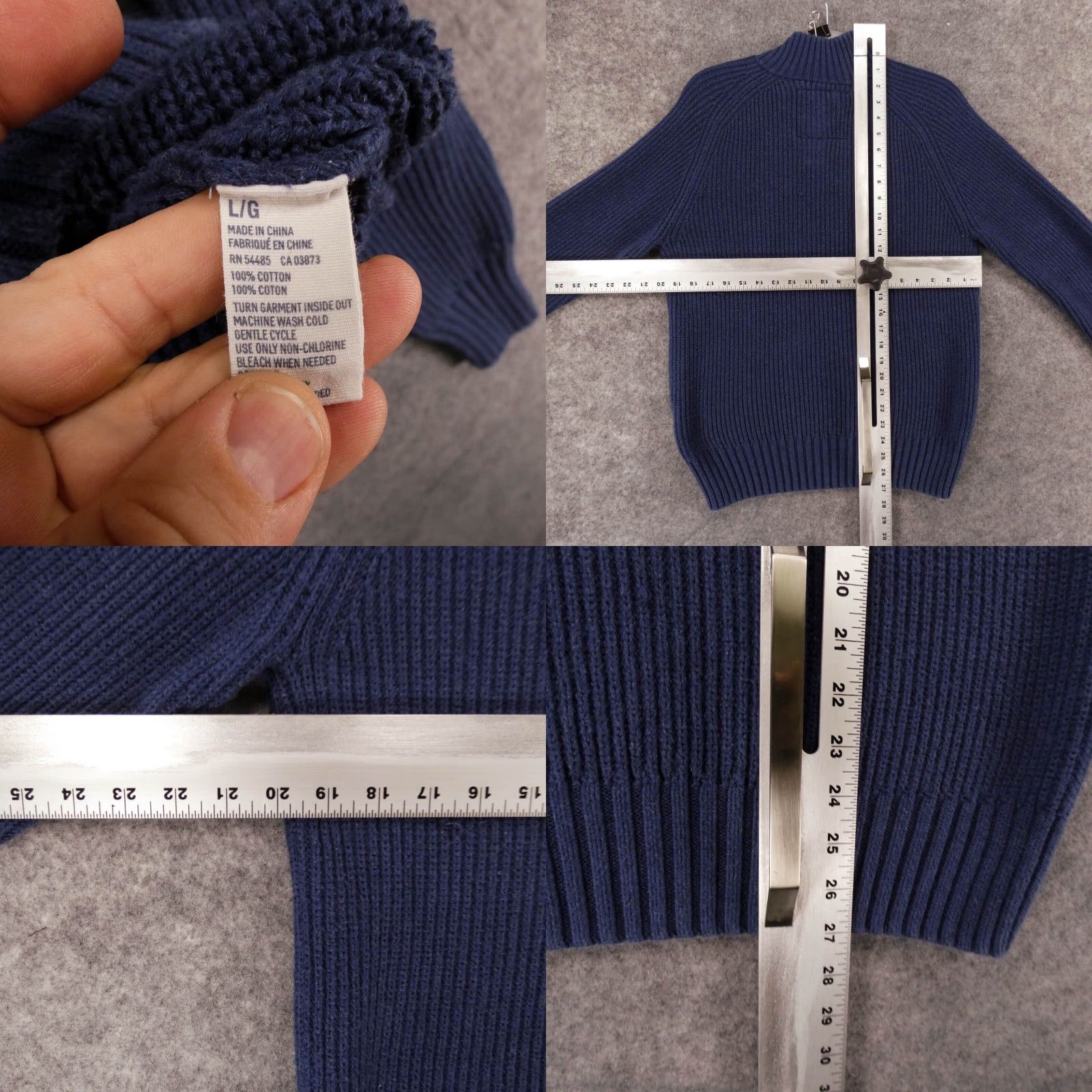 American Eagle Outfitters American Eagle Sweater Womens Large Cable Knit Blue w Henley Button Collar Size L / US 10 / IT 46 - 8 Thumbnail