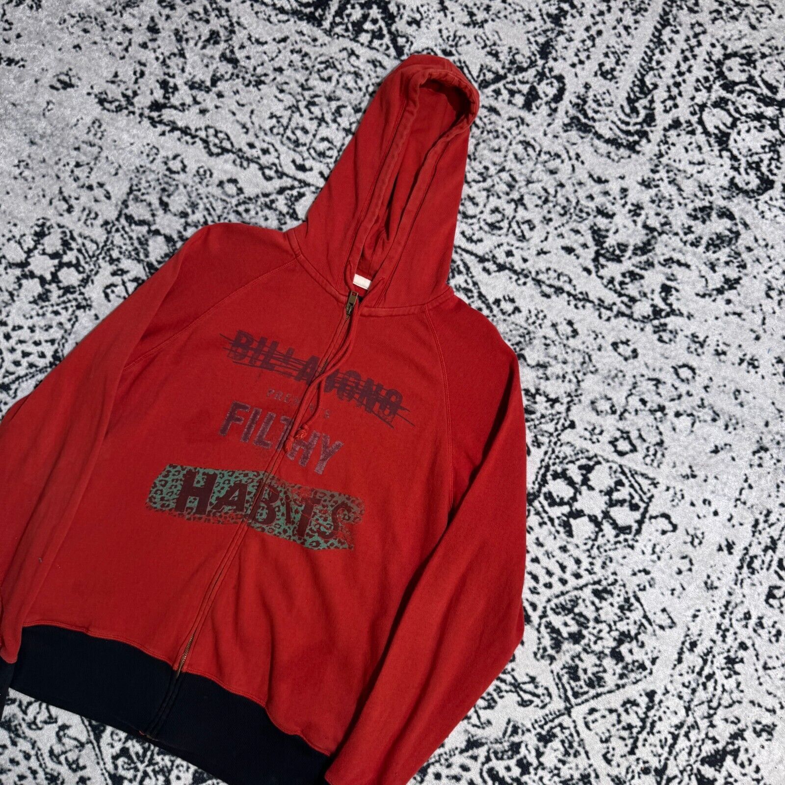 Billabong × Vintage Vintage Billabong Unisex Red Cotton Zip Hoodie Size Medium Size US M / EU 48-50 / 2 - 2 Thumbnail