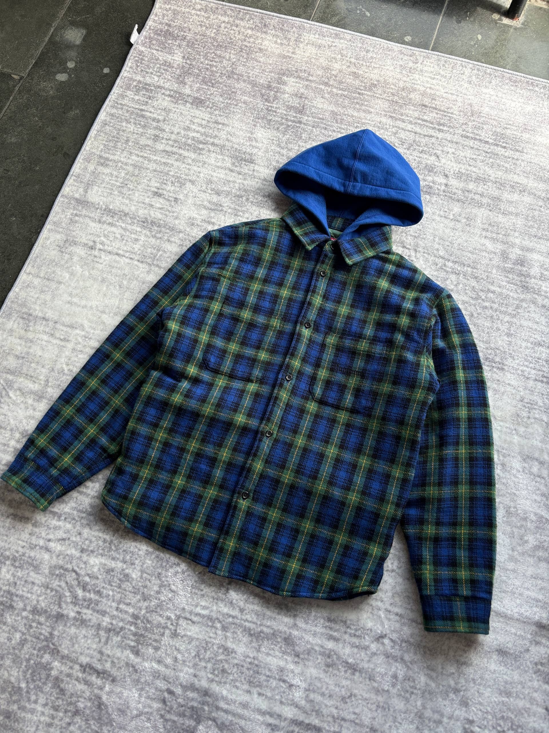 Supreme Supreme Tartan Flannel Hooded Shirt blue/green Size US M / EU 48-50 / 2 - 12 Thumbnail
