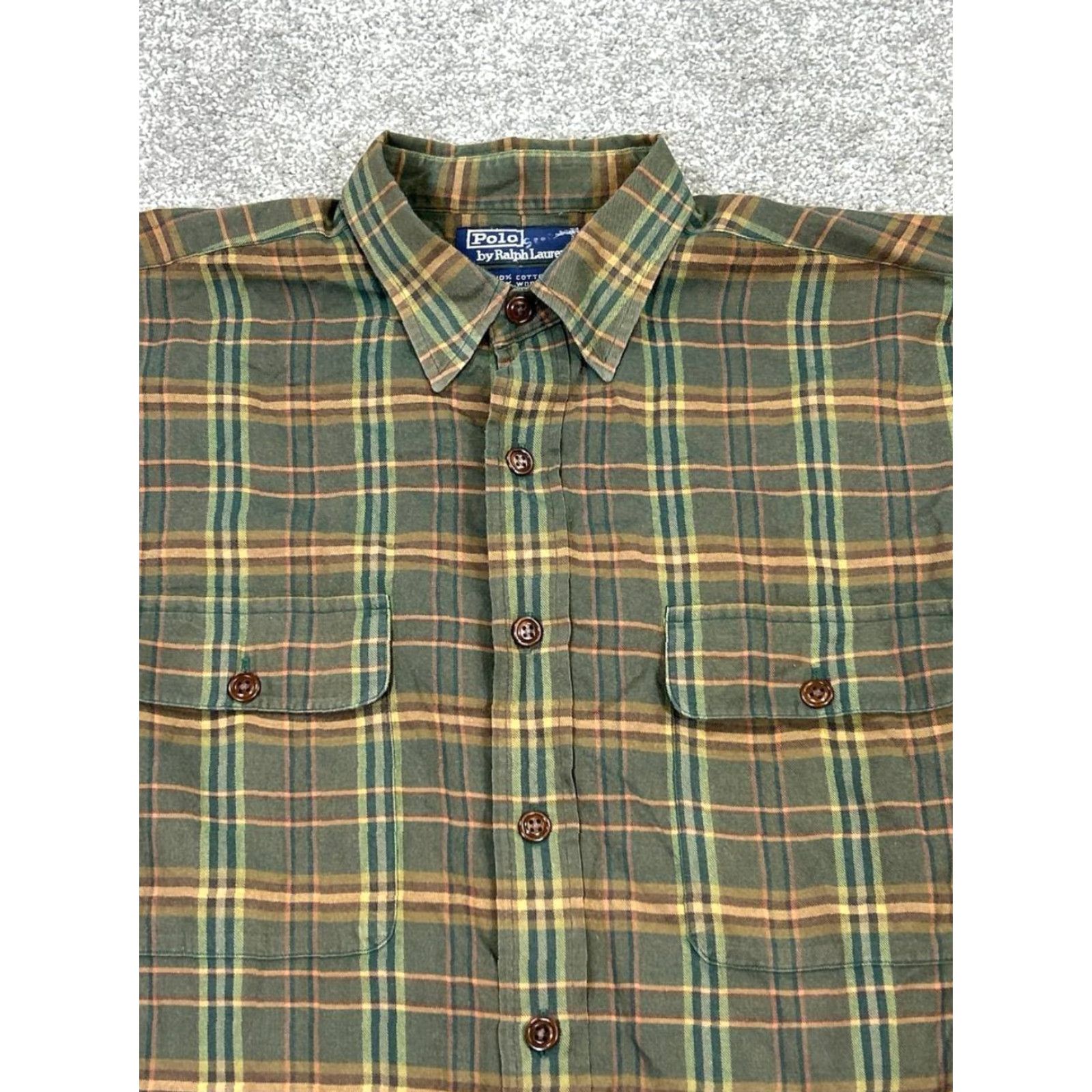 Polo Ralph Lauren VINTAGE Polo Ralph Lauren Shirt Mens L Green Plaid Button-Up Size US L / EU 52-54 / 3 - 2 Thumbnail