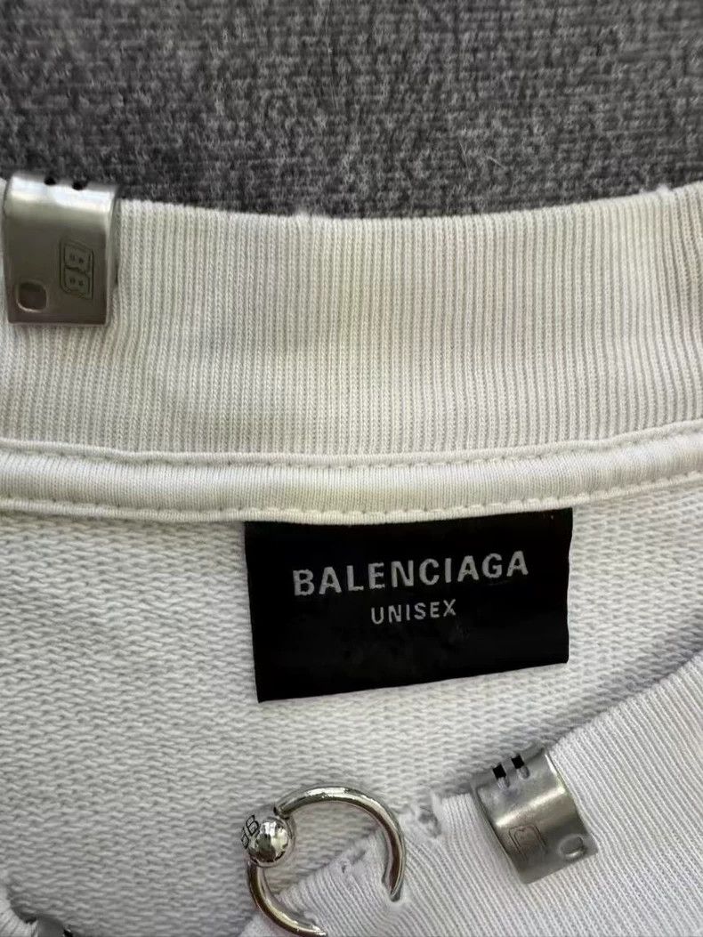 Balenciaga Balenciaga Iron ring piercing sweater, rare grayish white. Size US S / EU 44-46 / 1 - 4 Thumbnail
