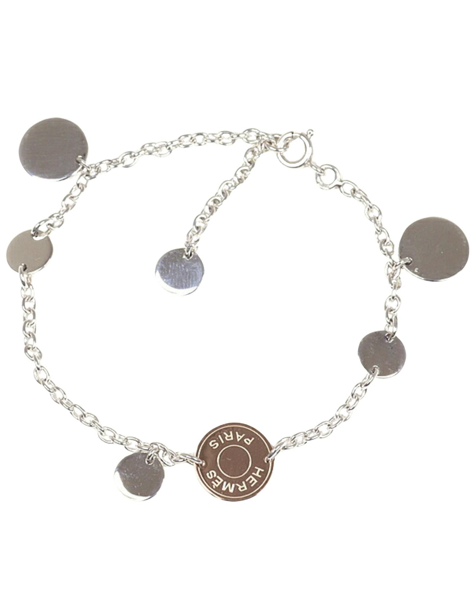 image of Hermes Silver Ex-Libris Charm Bracelet, Women's