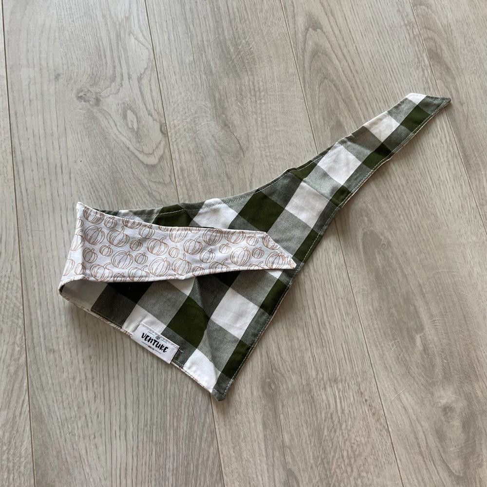 Designer Venture Dog Co Plaid and White Pumpkin Dog Bandana Size ONE SIZE - 1 Thumbnail