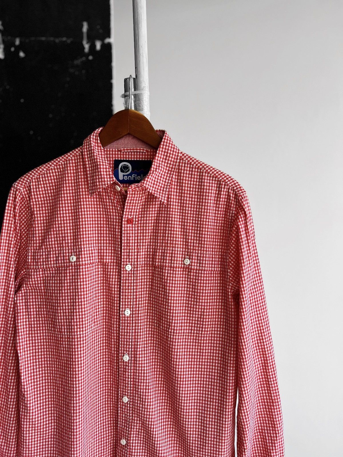 Designer × Penfield Penfield Mens Check Red White Long Sleeve Button Shirt Size US M / EU 48-50 / 2 - 2 Thumbnail