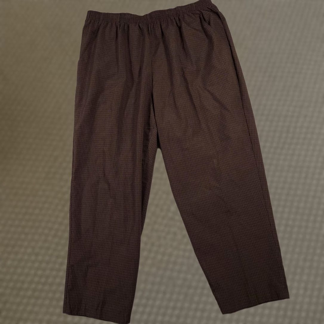 Vintage Br Briggs Plus Size Womens Plaid Brown Polyester Pants 24W Elastic Waist Size 42" / US 20 - 1 Thumbnail