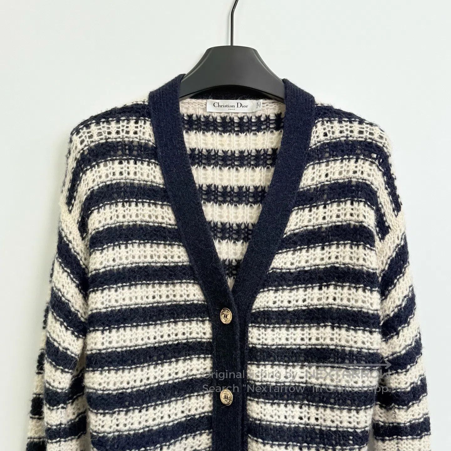 Dior Dior Striped V-Neck Long-Sleeve Knit Top| Size XS / US 0-2 / IT 36-38 - 2 Thumbnail