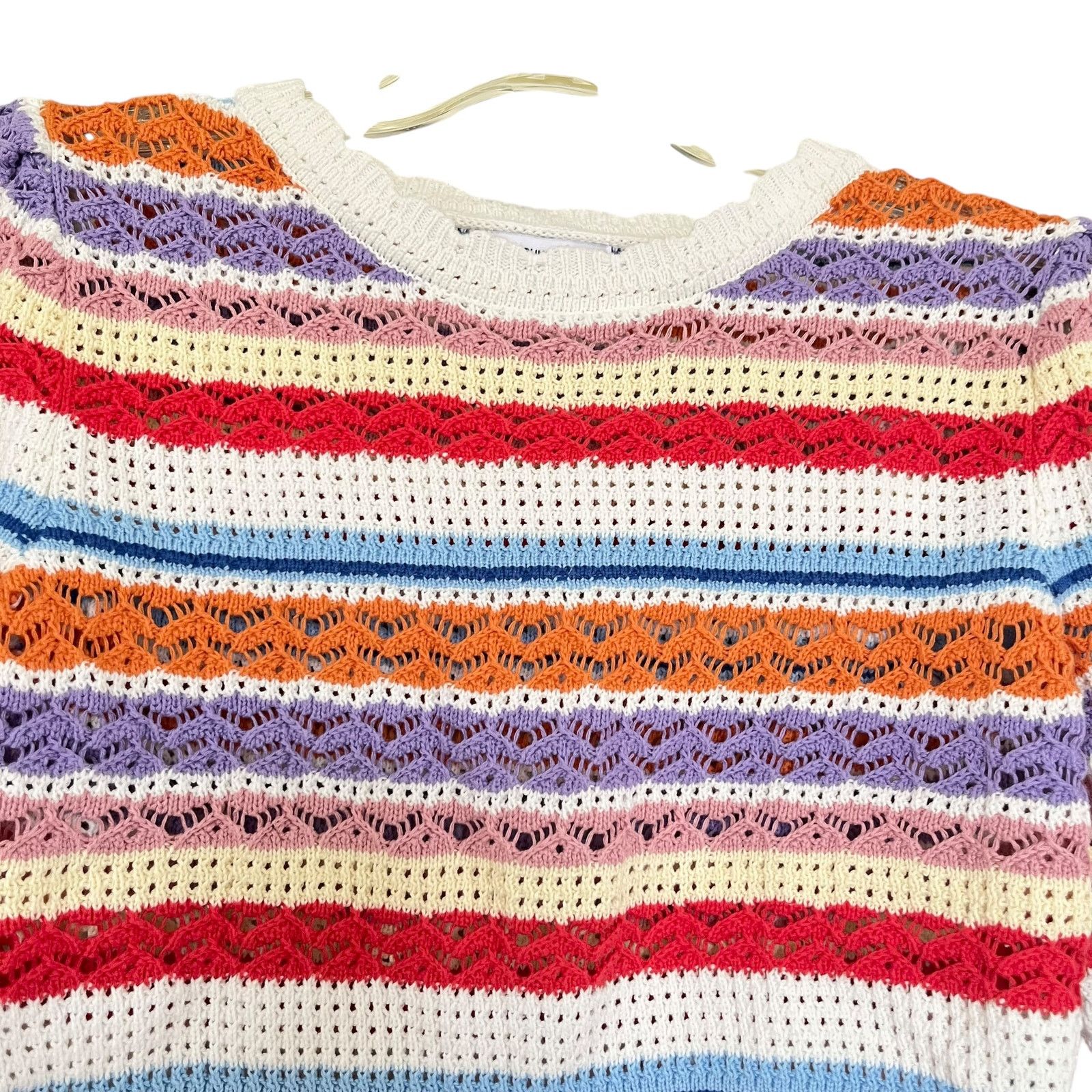 Other Suncoo Panaca Multicolor Striped Knit Puff Sleeve Sweater Size S / US 4 / IT 40 - 4 Thumbnail