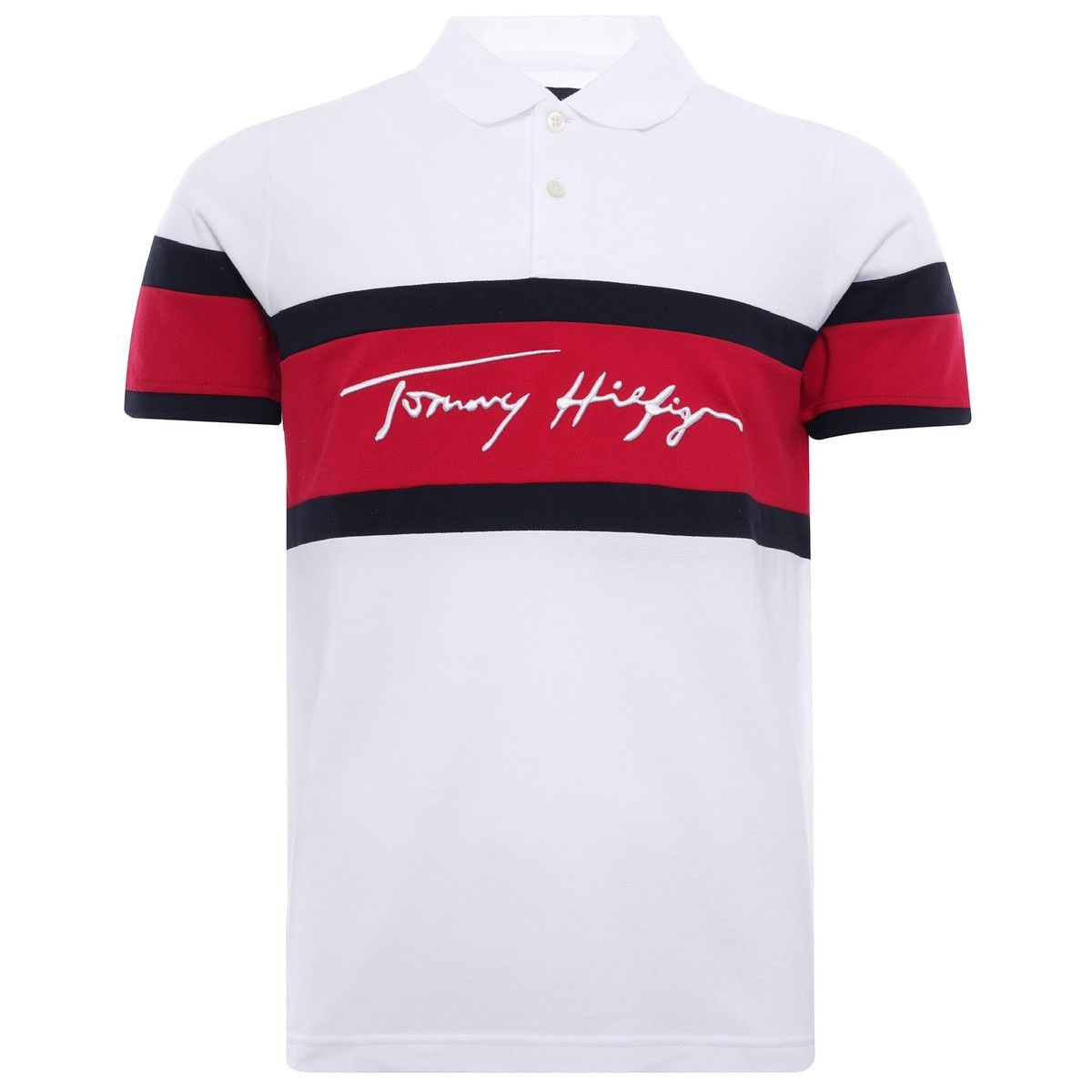 Tommy Hilfiger TOMMY HILFIGER Signature Logo Slim Fit Polo - White Size US S / EU 44-46 / 1 - 3 Thumbnail