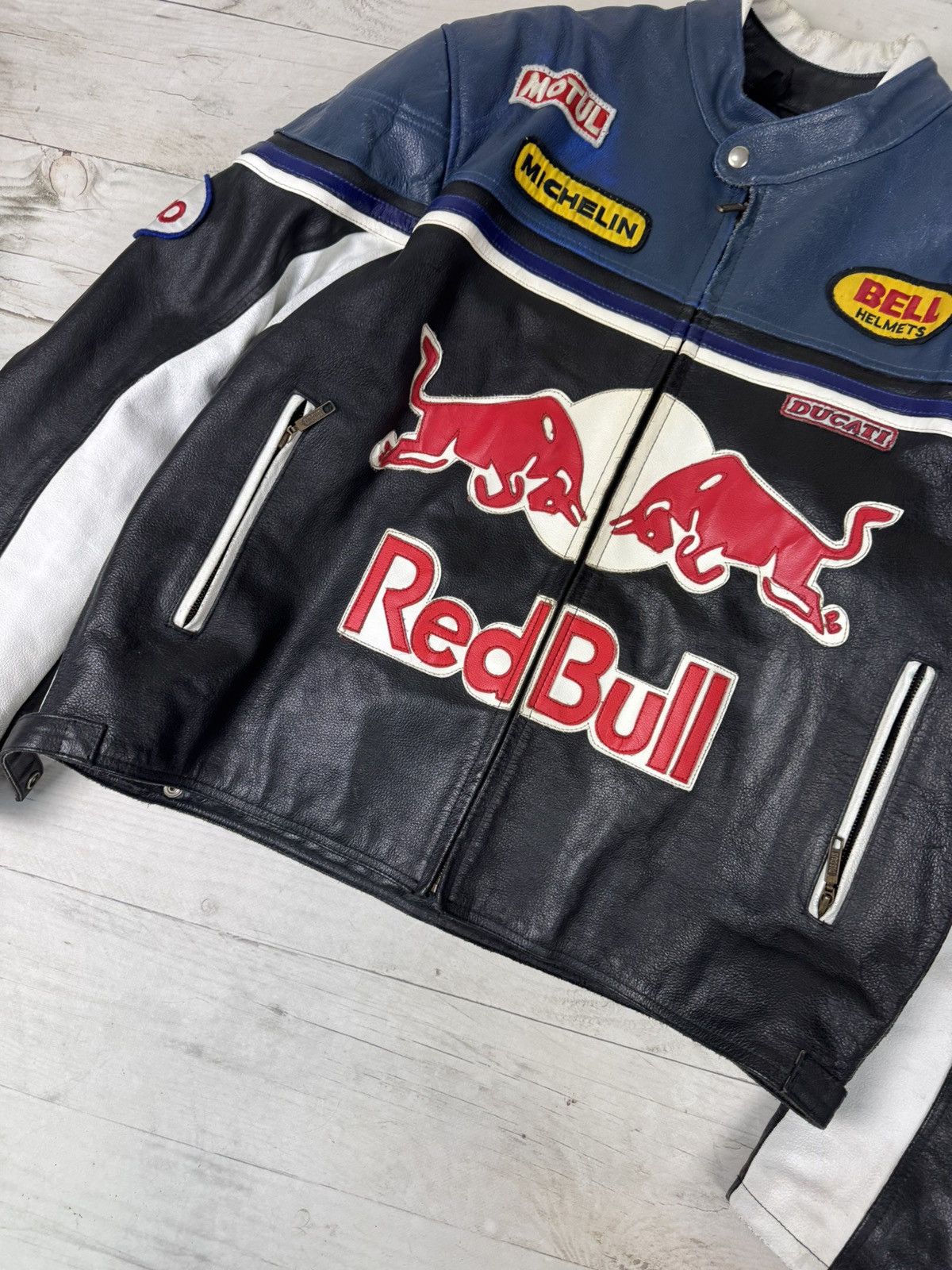 Red Bull Vintage Red Bull Leather Racing Moto Jacket 90s USA Size US XXL / EU 58 / 5 - 3 Thumbnail