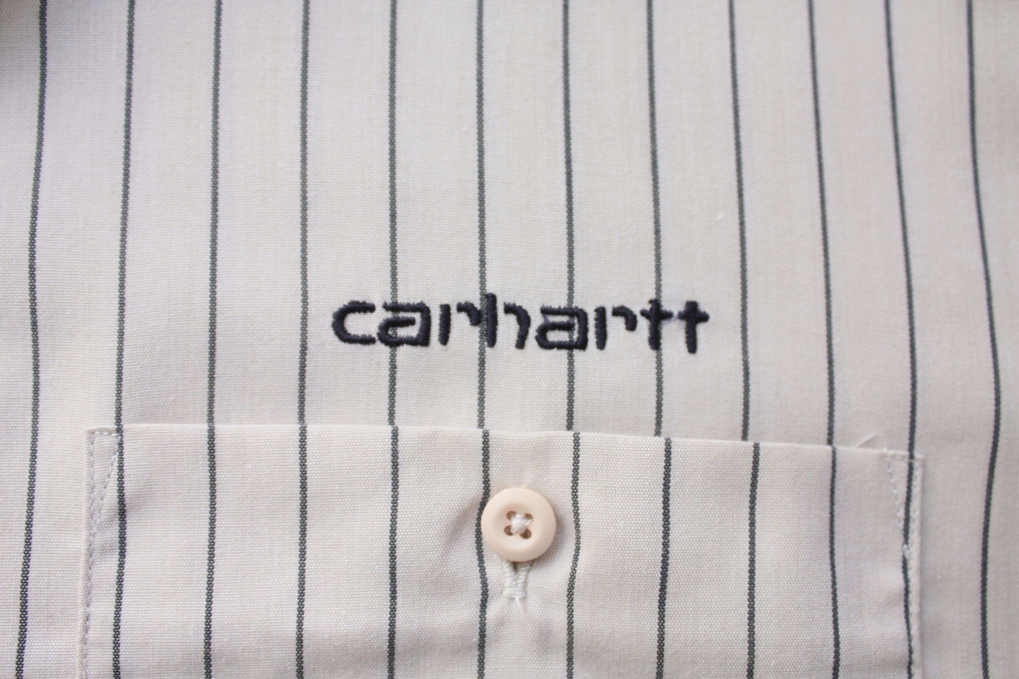 Carhartt × Vintage Carhartt Vintage Beige Striped Short Sleeve Shirt Size US L / EU 52-54 / 3 - 6 Thumbnail