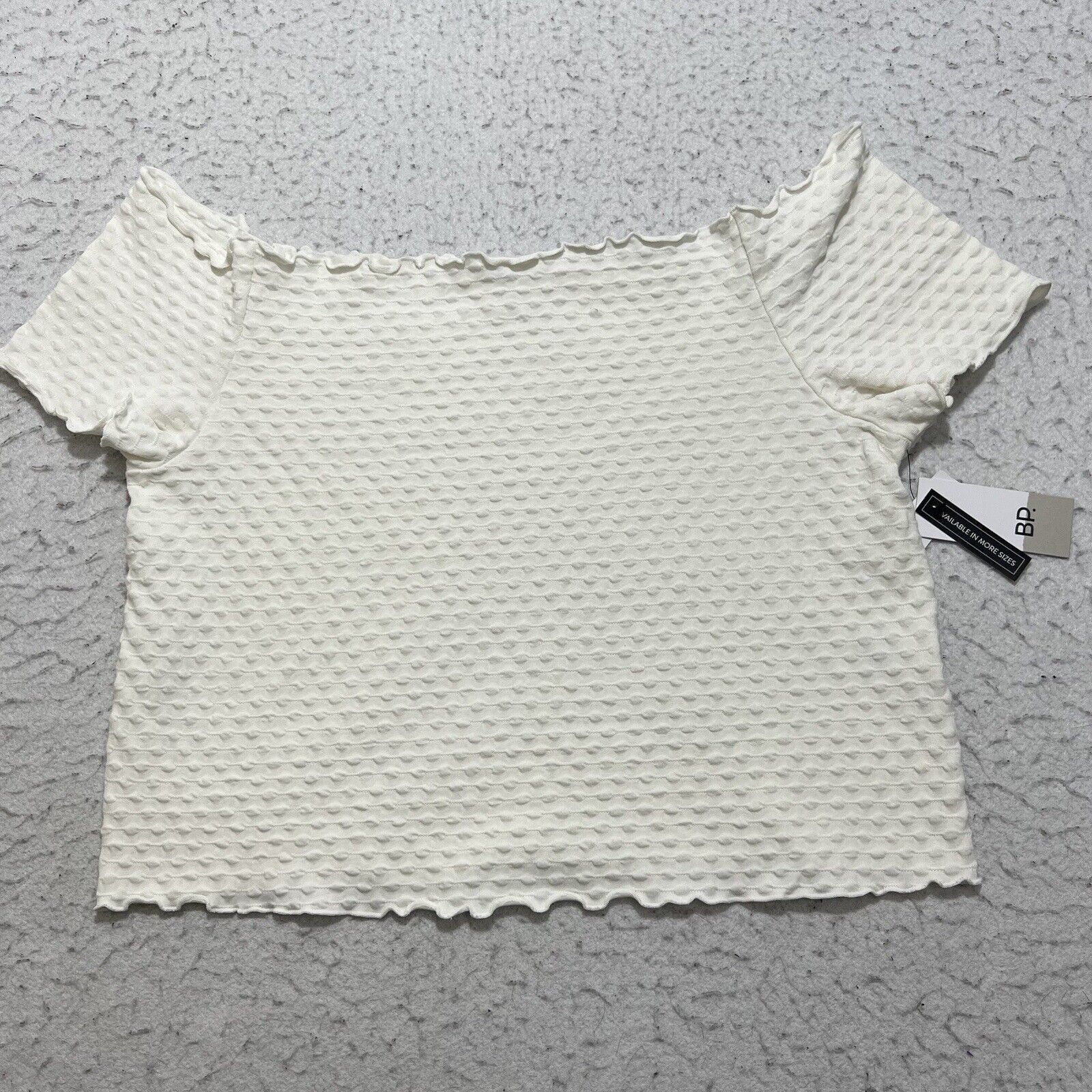 Nordstrom BP Off Shoulder Ivory Crop Top Lettuce Hem Shirt Size XL / US 12-14 / IT 48-50 - 1 Thumbnail
