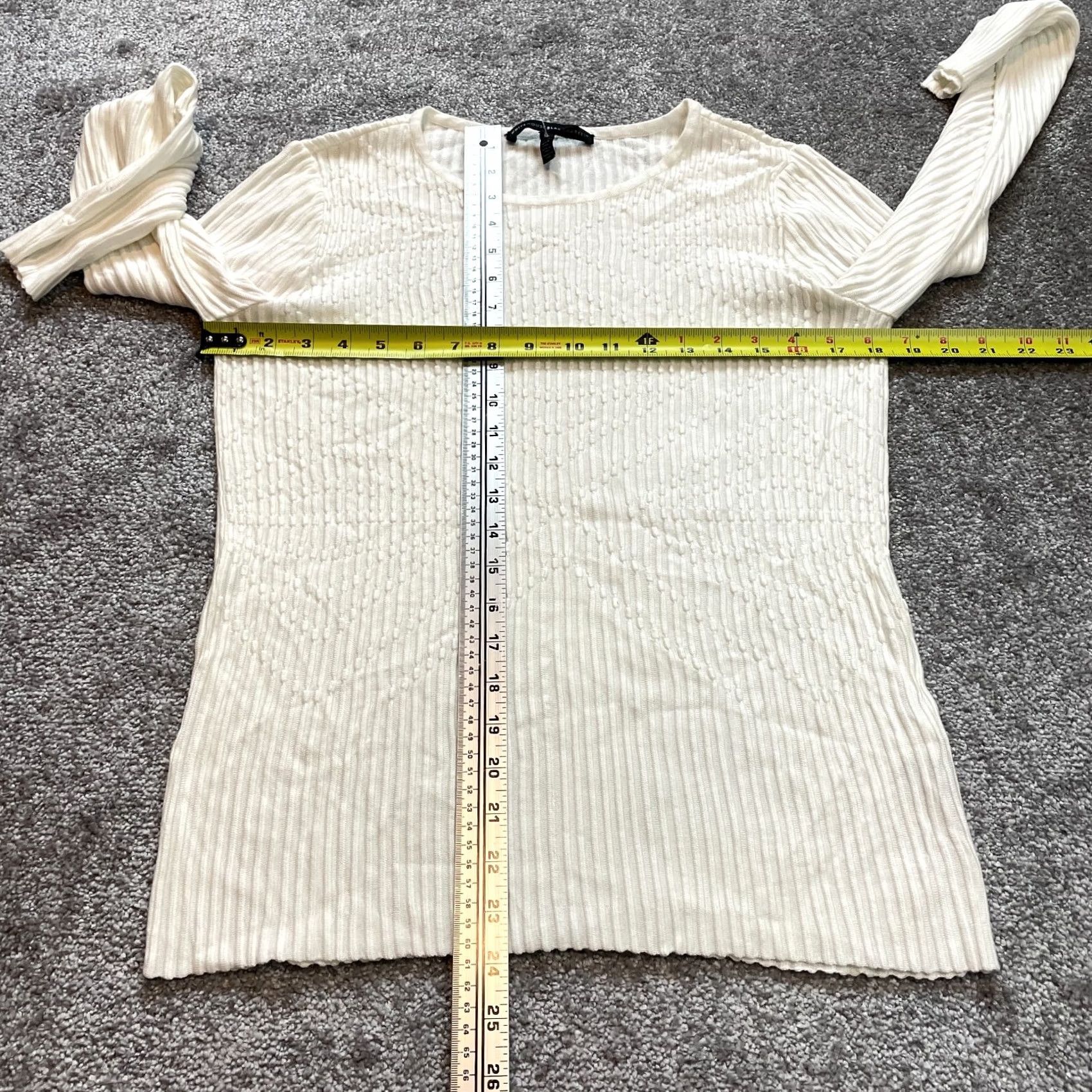 White House Black Market White House Black Market Shirt Womens Medium White Long Sleeve Rayon Ribbed Top Size M / US 6-8 / IT 42-44 - 4 Thumbnail