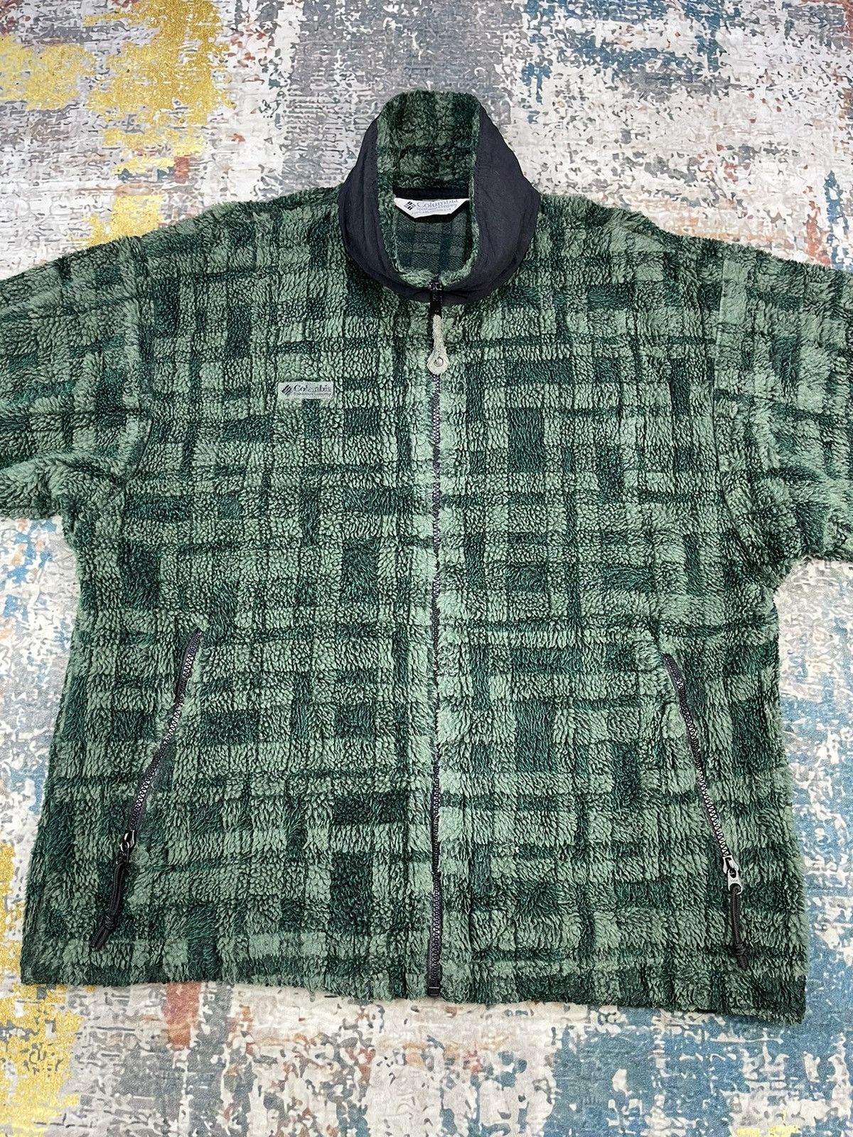 Columbia Vintage Columbia Sportswear Plaid Green Fleece Jacket Size US M / EU 48-50 / 2 - 2 Thumbnail