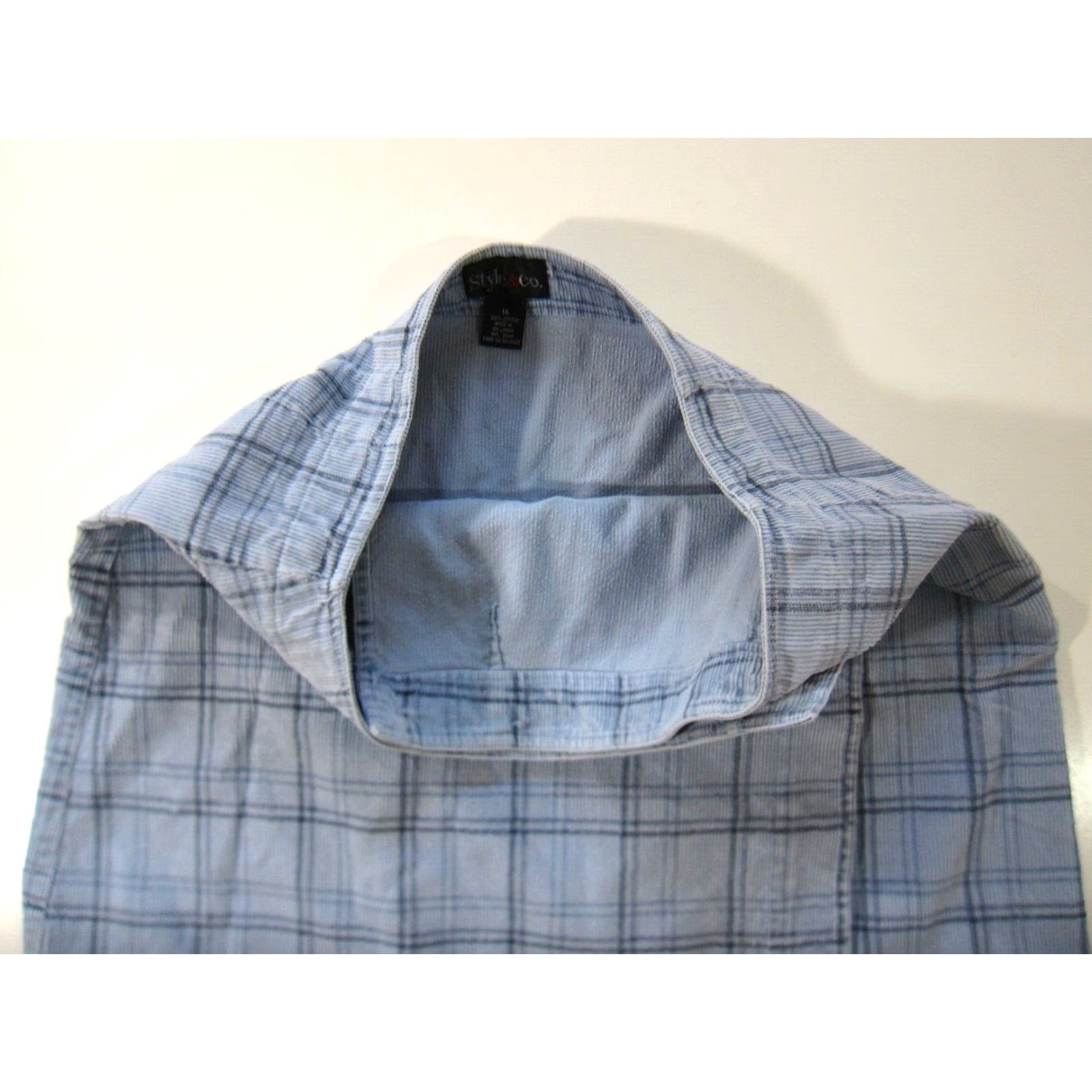 Vintage Vintage Style & Co. Cotton Blue Plaid Corduroy Wrap Straight Pencil Skirt 14 Size 36" / US 14 / IT 50 - 5 Thumbnail