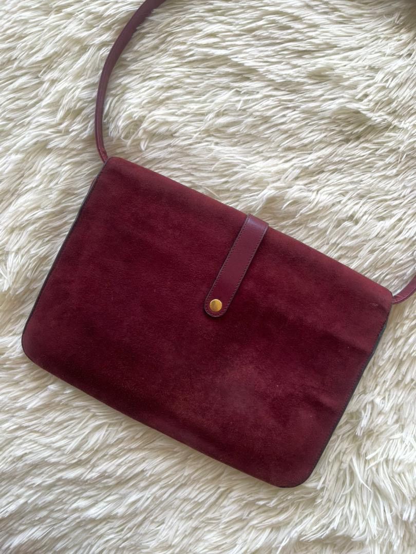 Christian Dior Monsieur Christian Dior Suede Leather Burgundy Shoulder Bag Size ONE SIZE - 11 Thumbnail