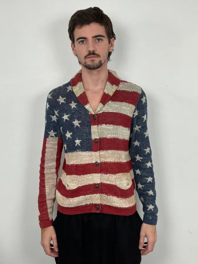 Polo Ralph Lauren 2000s Ralph Lauren Supply USA Flag Cardigan Sweater Size US S / EU 44-46 / 1 - 2 Thumbnail