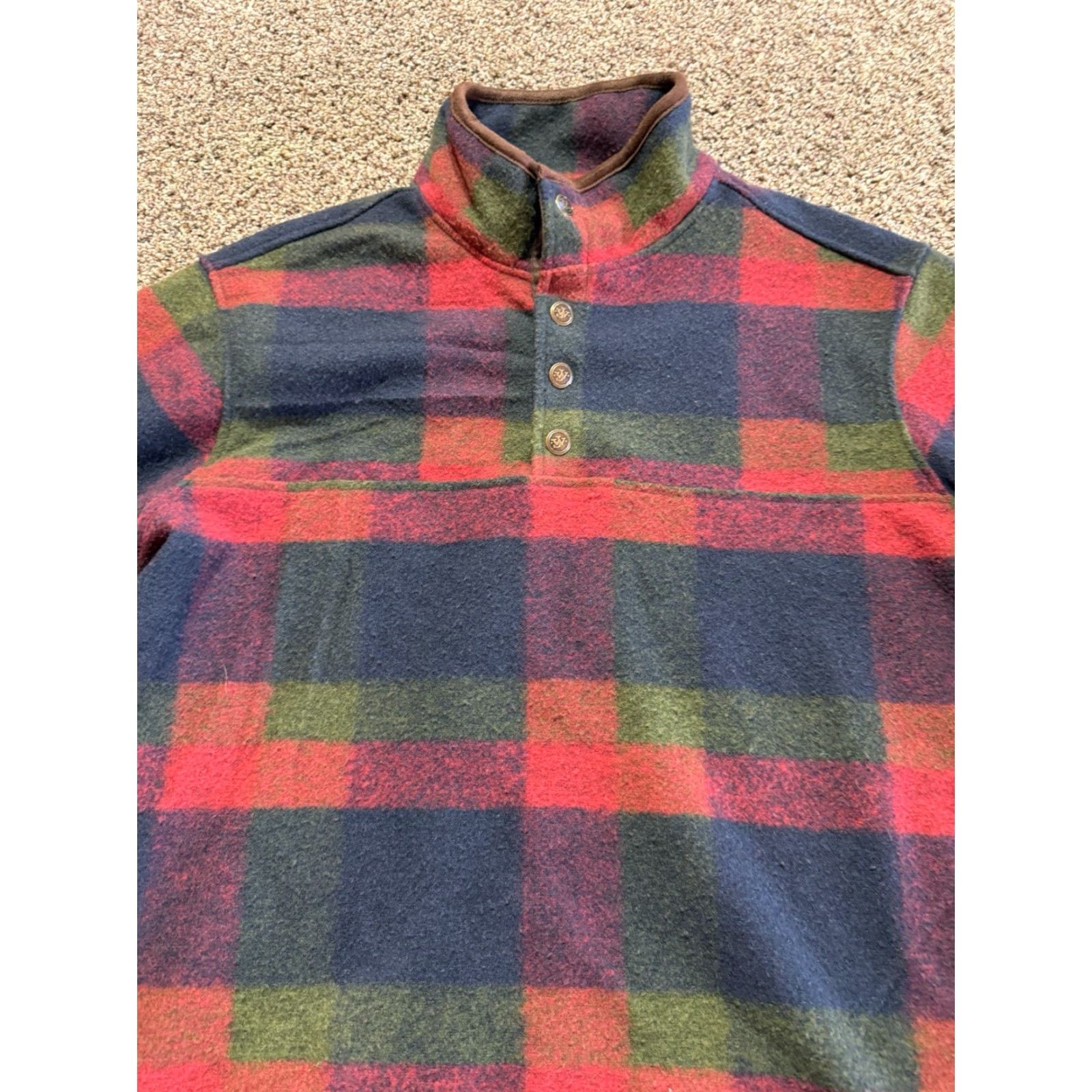 Vintage John Wayne Mens Sweater Pullover Medium Plaid Quater Snap Henley Top Size US M / EU 48-50 / 2 - 4 Thumbnail