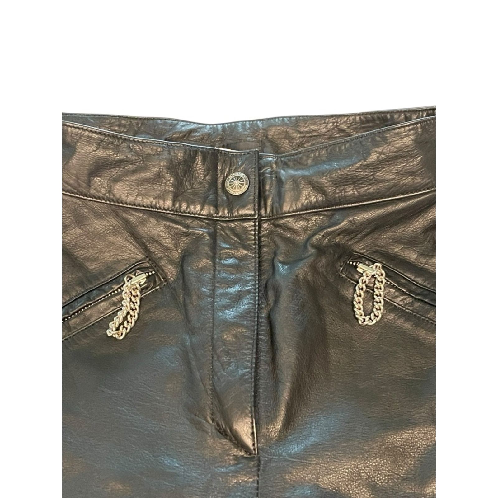 Harley Davidson Harley Davidson Pants: Black Leather Front, Spandex 36/8 Size 36" / US 14 / IT 50 - 8 Thumbnail