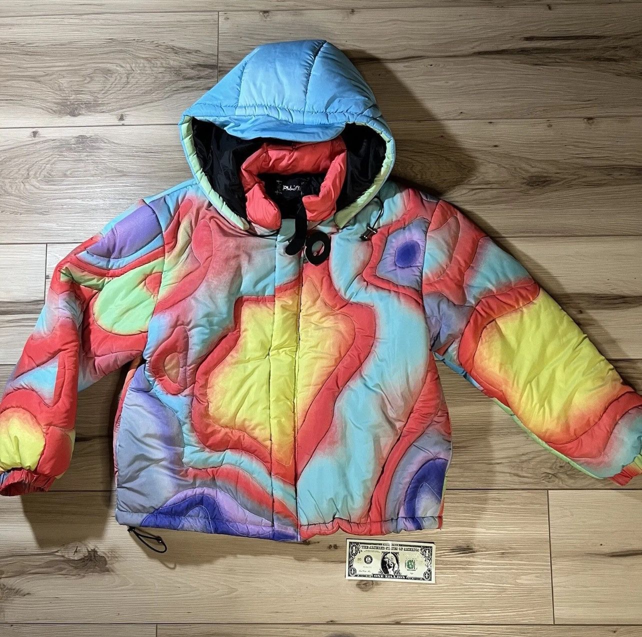 image of Bad Son Badson Puffer Hooded Jacket Pulse Mens Large Multicolor in Yellow