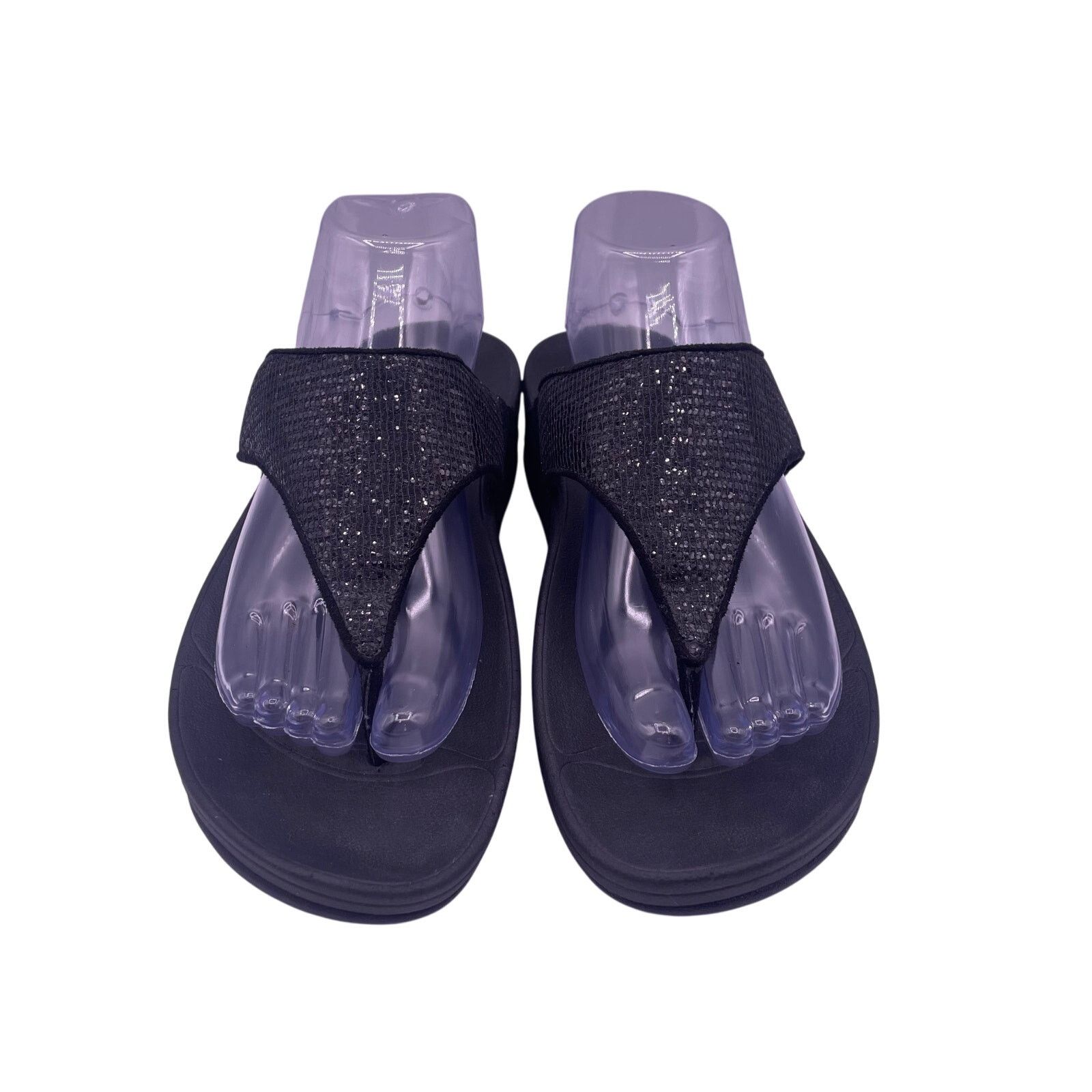 Other Fitflop Lulu Superglitz Thong Sandals Black Comfort Womens 9 Size US 9 / IT 39 - 3 Thumbnail