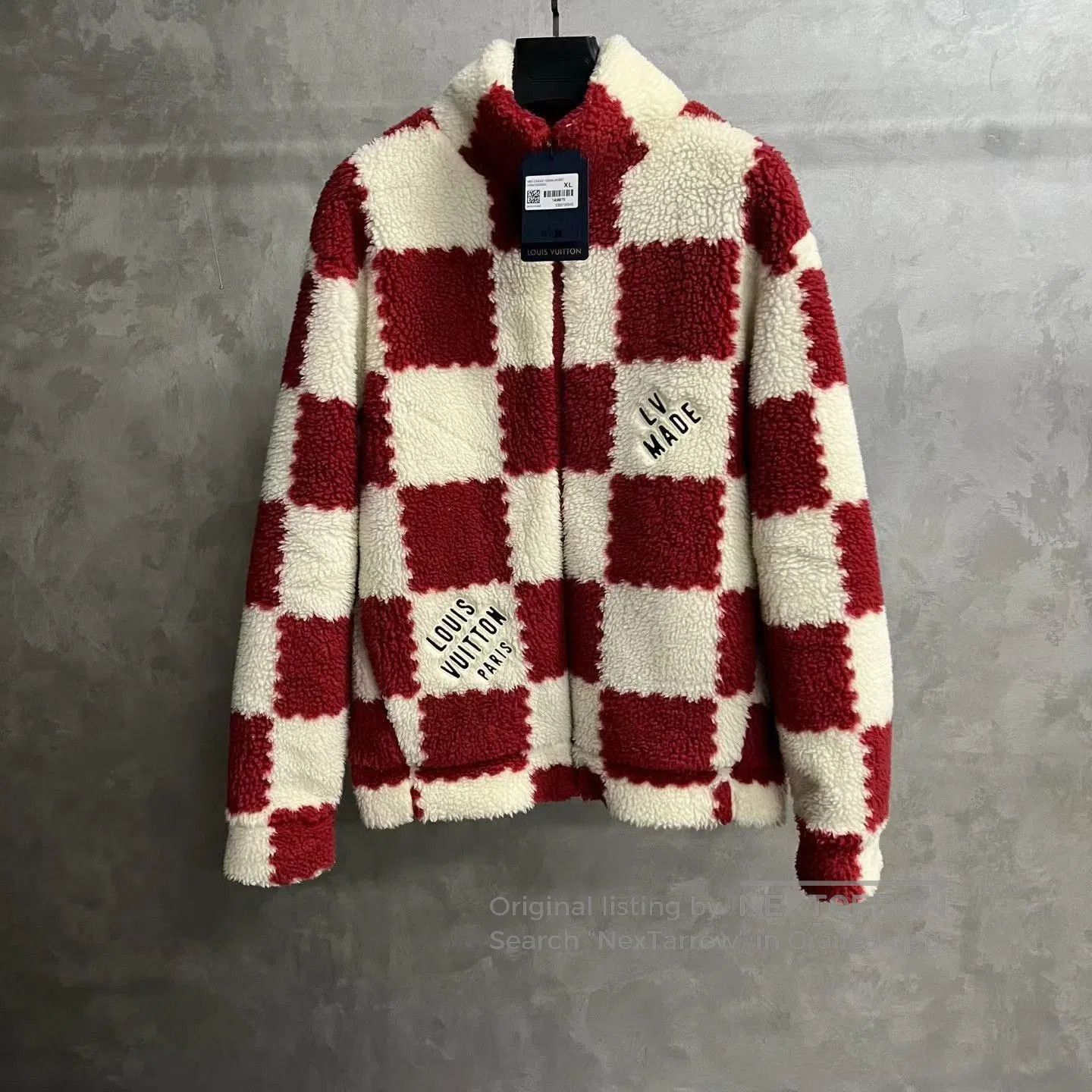 Louis Vuitton Louis Vuitton Red Checkerboard Lamb Wool Jacket. Size US XL / EU 56 / 4 - 1 Thumbnail