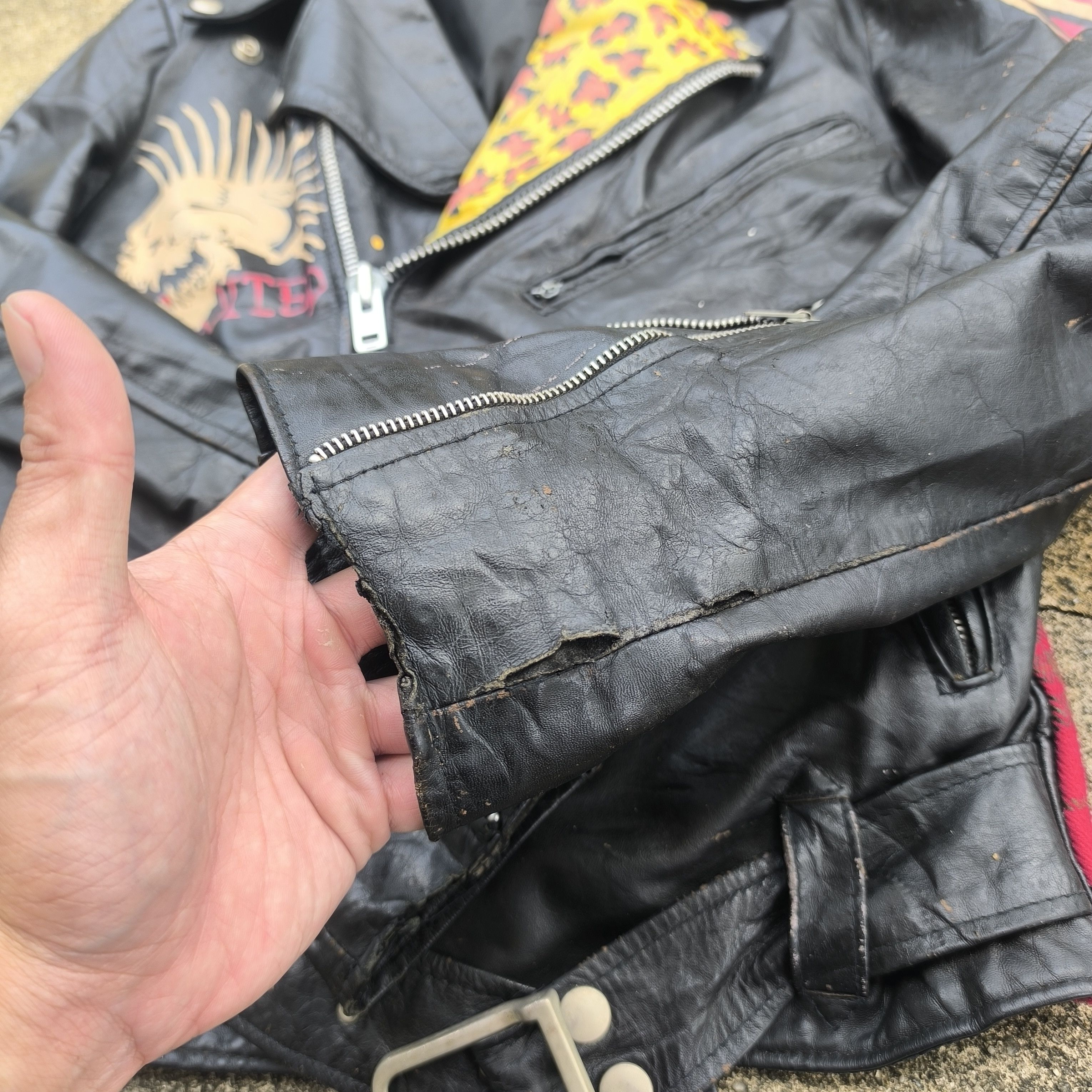 Band Tees DOUBLE COLLAR LEATHER JACKET PUNK MISFITS THE EXPLOITED Size US M / EU 48-50 / 2 - 19 Thumbnail
