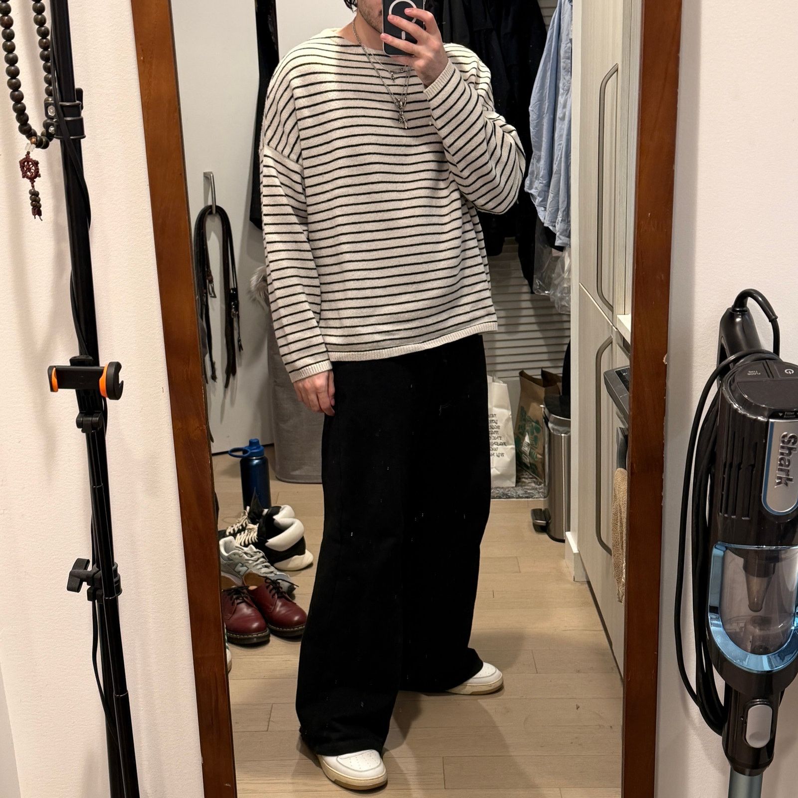 Allsaints AllSaints Oversized Fit Striped Crewneck Sweater Ivory Size US M / EU 48-50 / 2 - 6 Thumbnail
