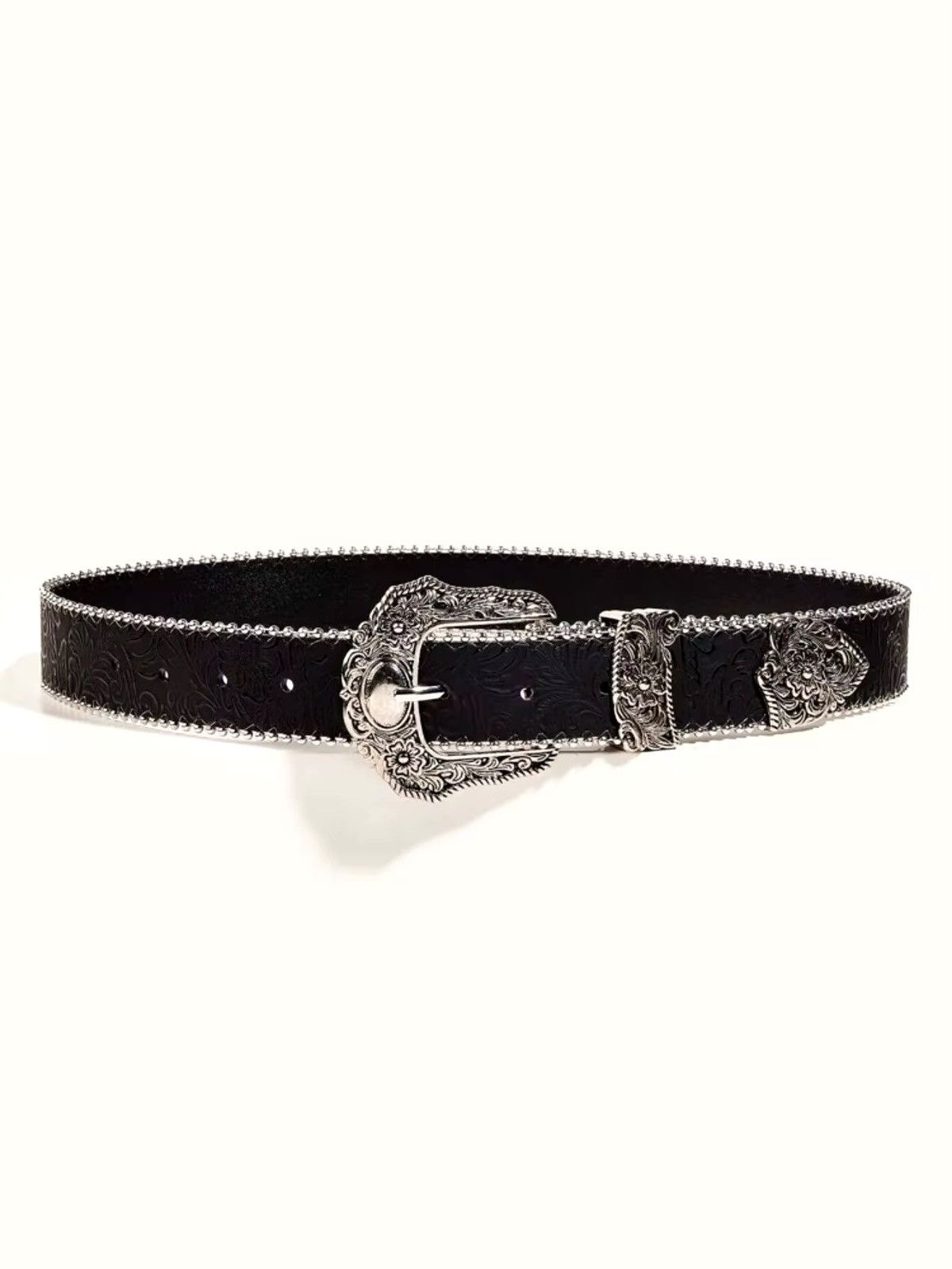 Japanese Brand 122 cm style american western silver snakeskin boho belt Size ONE SIZE - 2 Thumbnail