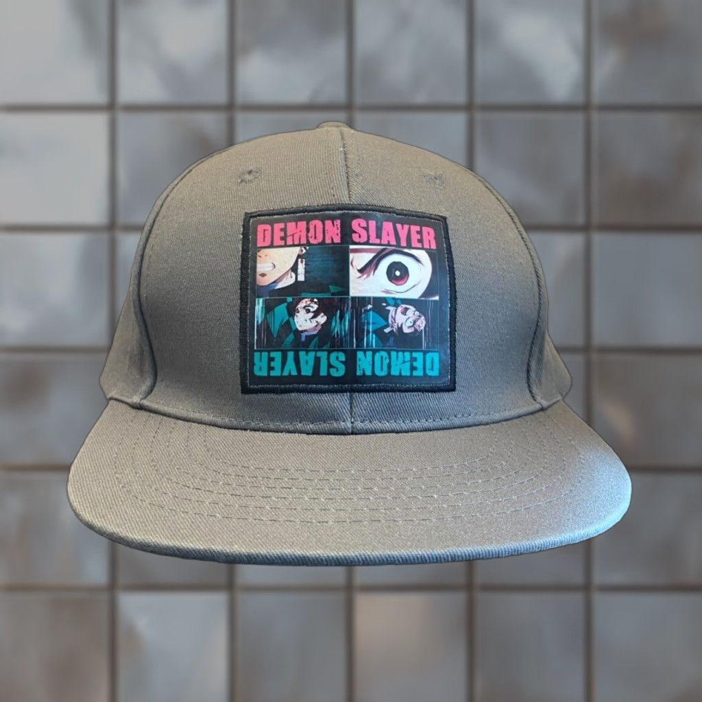Vintage VINTAGE Demon Slayer Culture Fly Adult Snapback Hat Gray Anime Cartoon Cosplay Adjustable Mens Size ONE SIZE - 1 Thumbnail