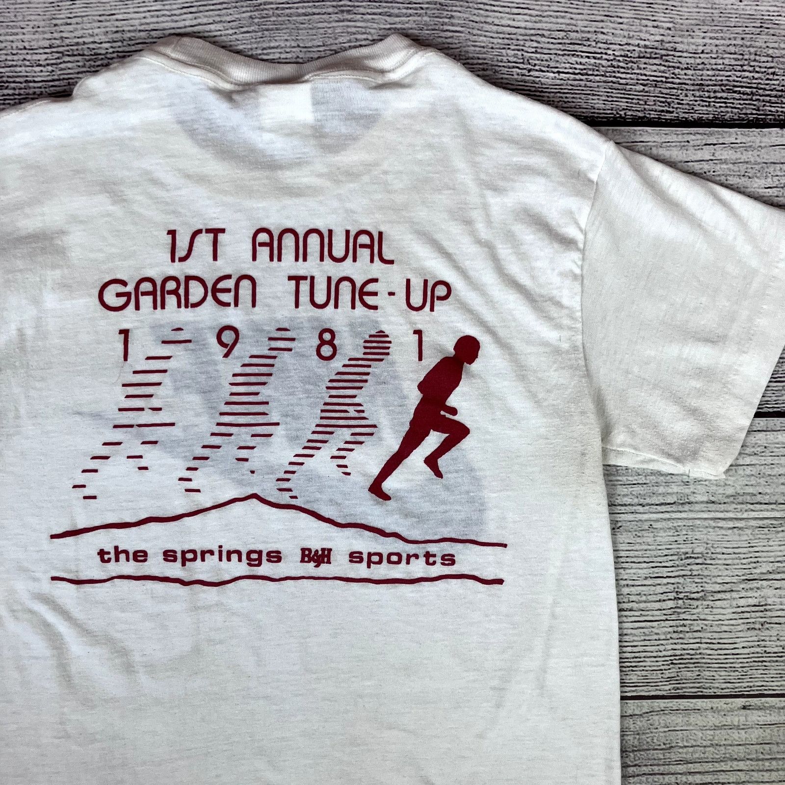 Nike × Vintage Vintage 1981 Nike Garden Tune Up Marathon T-shirt Size US S / EU 44-46 / 1 - 2 Thumbnail