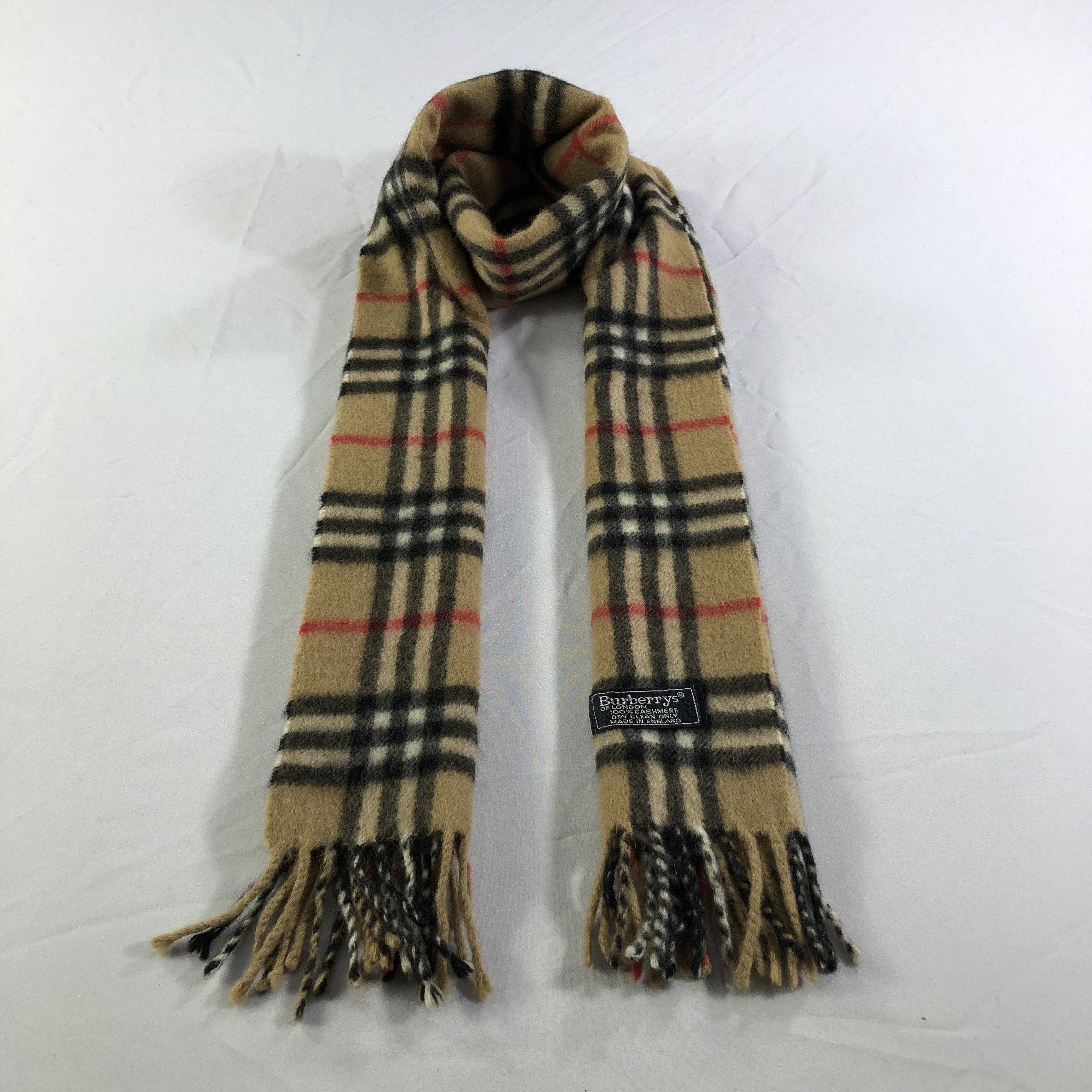 Burberrys Tan Nova Check Cashmere Scarf Muffler V1381