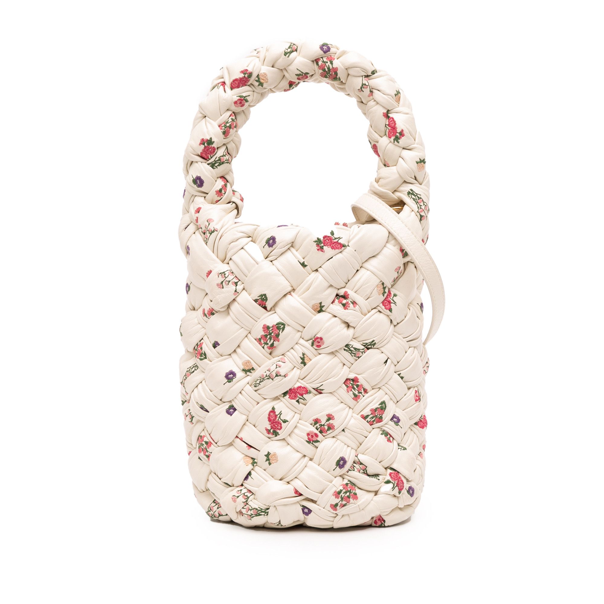 Bottega Veneta Bottega Veneta Small Floral Printed Leather Intrecciato Kalimero Bucket Bag Size ONE SIZE - 1 Thumbnail