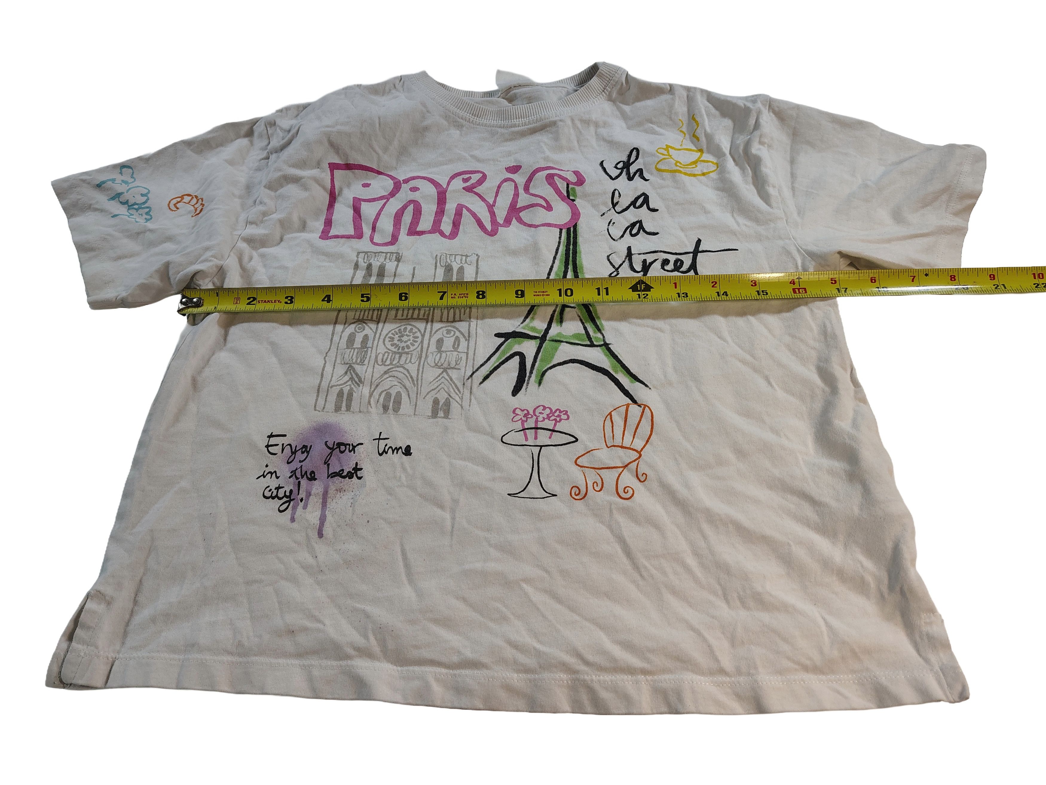 Zara Women's White Zara Paris Themed Graphic Shirt Size 11-12 Size L / US 10 / IT 46 - 4 Thumbnail