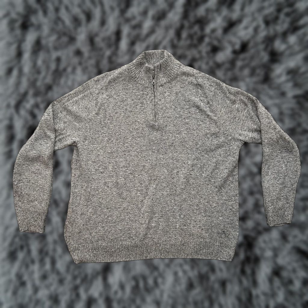 Bill Blass Croft & Barrow Sweater Mens XXL Gray Quarter Zip Classic Cozy Grandpa Minimalist Size US XXL / EU 58 / 5 - 1 Thumbnail