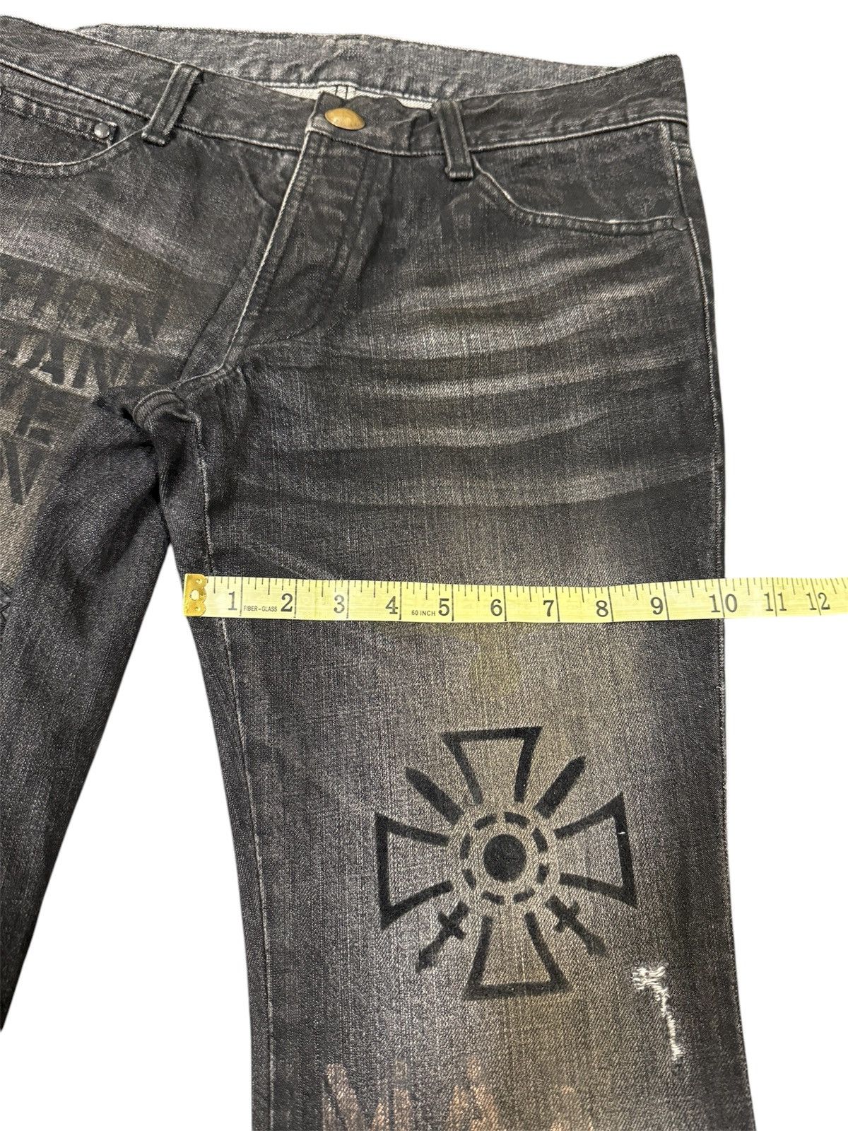 If Six Was Nine × Le Grande Bleu (L.G.B.) Very Rare Schorl Distressed Flare Printed Jeans Size US 32 / EU 48 - 17 Thumbnail