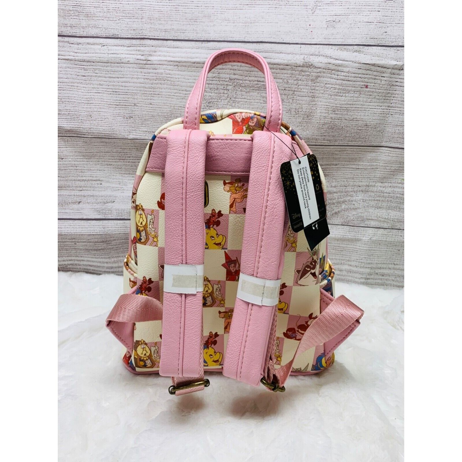 Disney Loungefly Disney Pink Checkered Princess Friends Sidekick Mi Size ONE SIZE - 3 Thumbnail