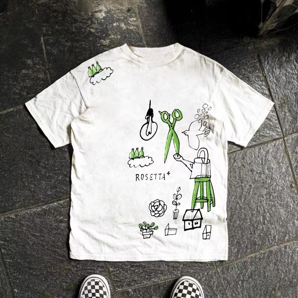 Vintage White retro creative graffiti print t-shirt Size US M / EU 48-50 / 2 - 1 Thumbnail