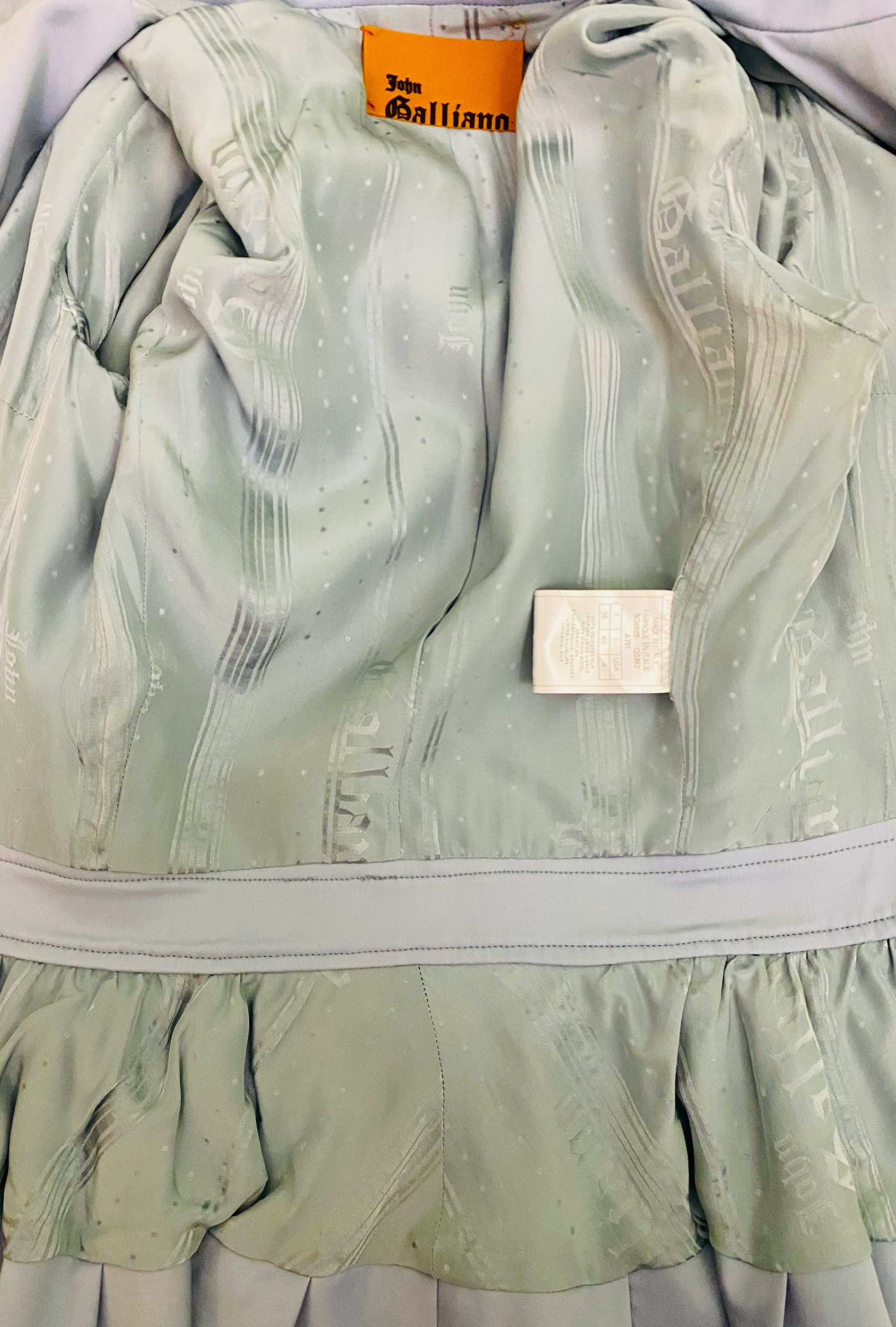John Galliano John Galliano Powder Blue Peplum Trench Tailored Jacket Size S / US 4 / IT 40 - 8 Thumbnail