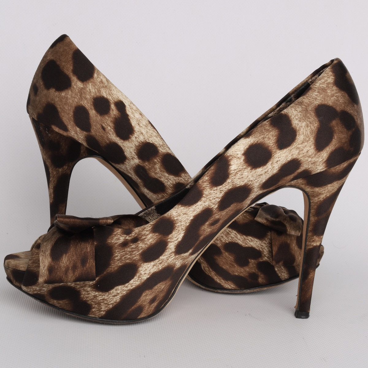 Dolce & Gabbana Dolce Gabbana Satin Leopard Print Heel Peep Toe Shoes Size US 9 / IT 39 - 14 Thumbnail