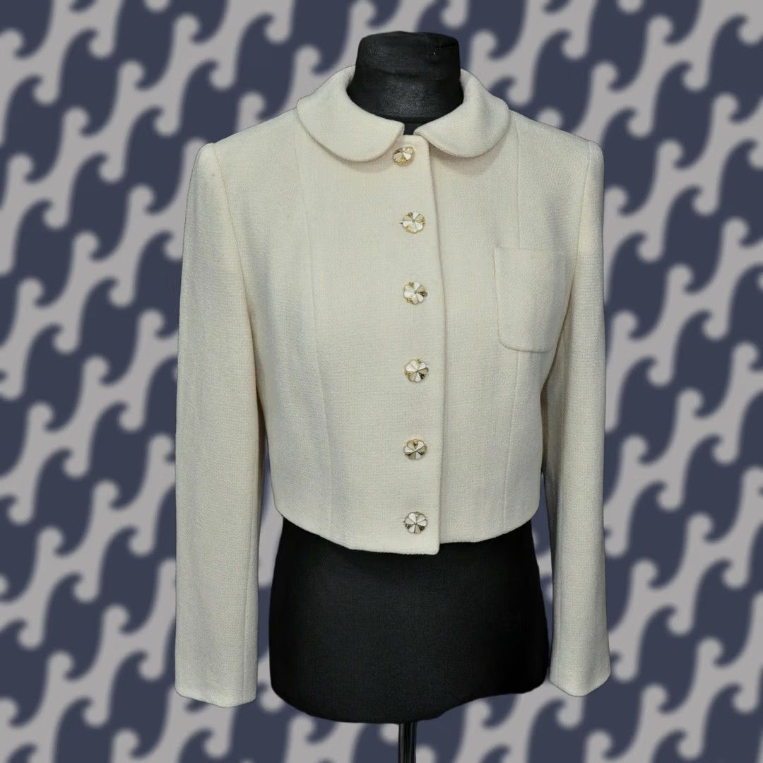 Ralph Lauren Purple Label Ralph Lauren Purple Label Blazer Women's Beige Wool Size 10 Size L / US 10 / IT 46 - 1 Thumbnail