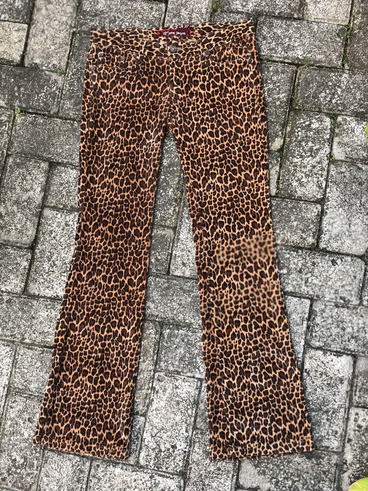 image of If Six Was Nine x Le Grande Bleu L G B Vintage Cheetah Print Bootcut Pants in Cheetah Brown, Women'