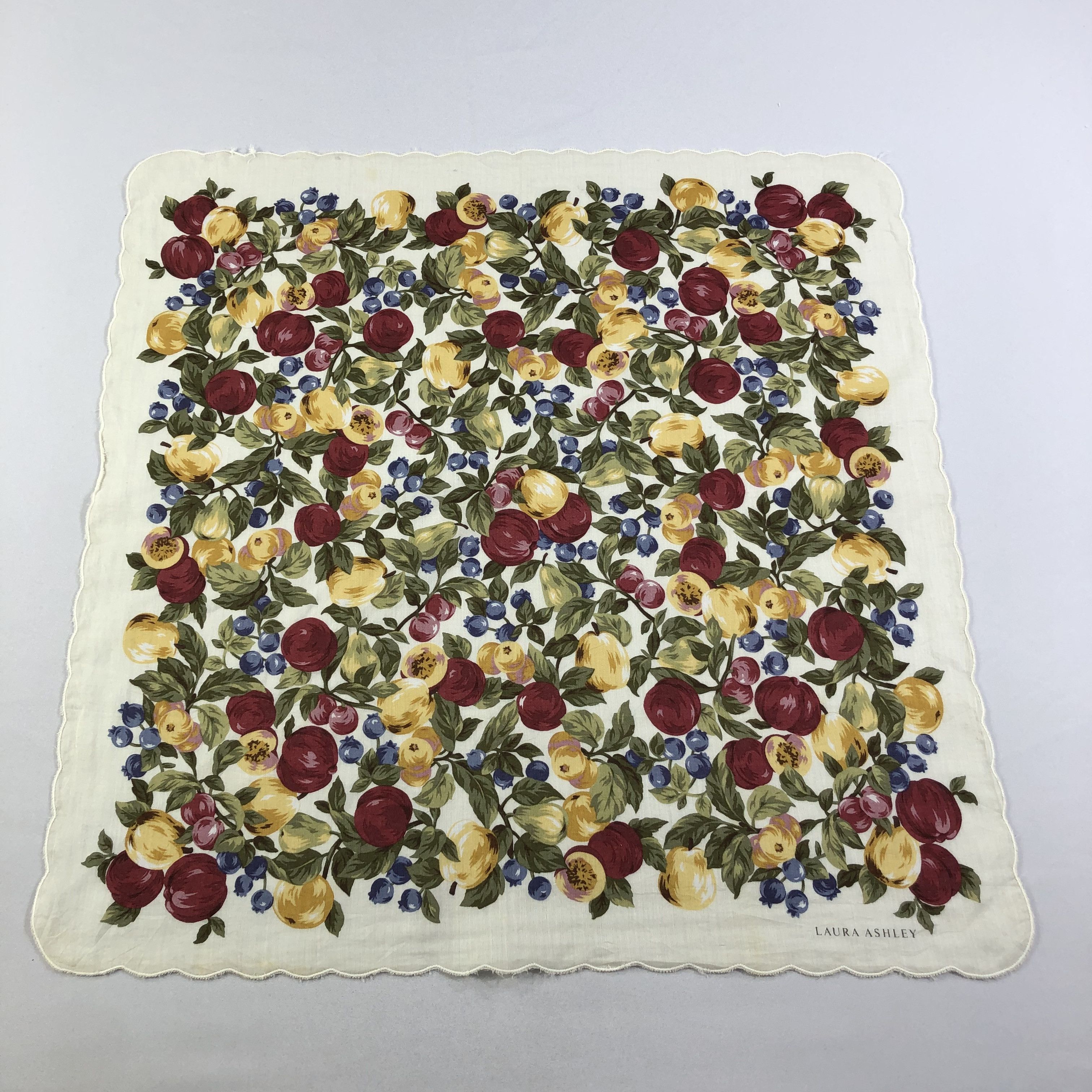Vintage Laura Ashley Fruits Handkerchief Neckerchief Bandana H2090 Size ONE SIZE - 1 Thumbnail