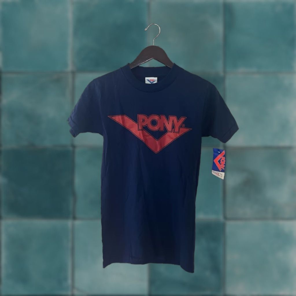 PONY VINTAGE PONY T-Shirt Mens S Navy Blue 90s Deadstock NWT Made in USA Crew Neck Cotton Blend Size US S / EU 44-46 / 1 - 1 Thumbnail