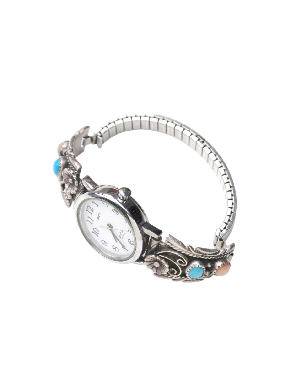Vintage 2000S TIMEX SILVER FLORAL TURQUOISE WATCH Size ONE SIZE - 6 Thumbnail