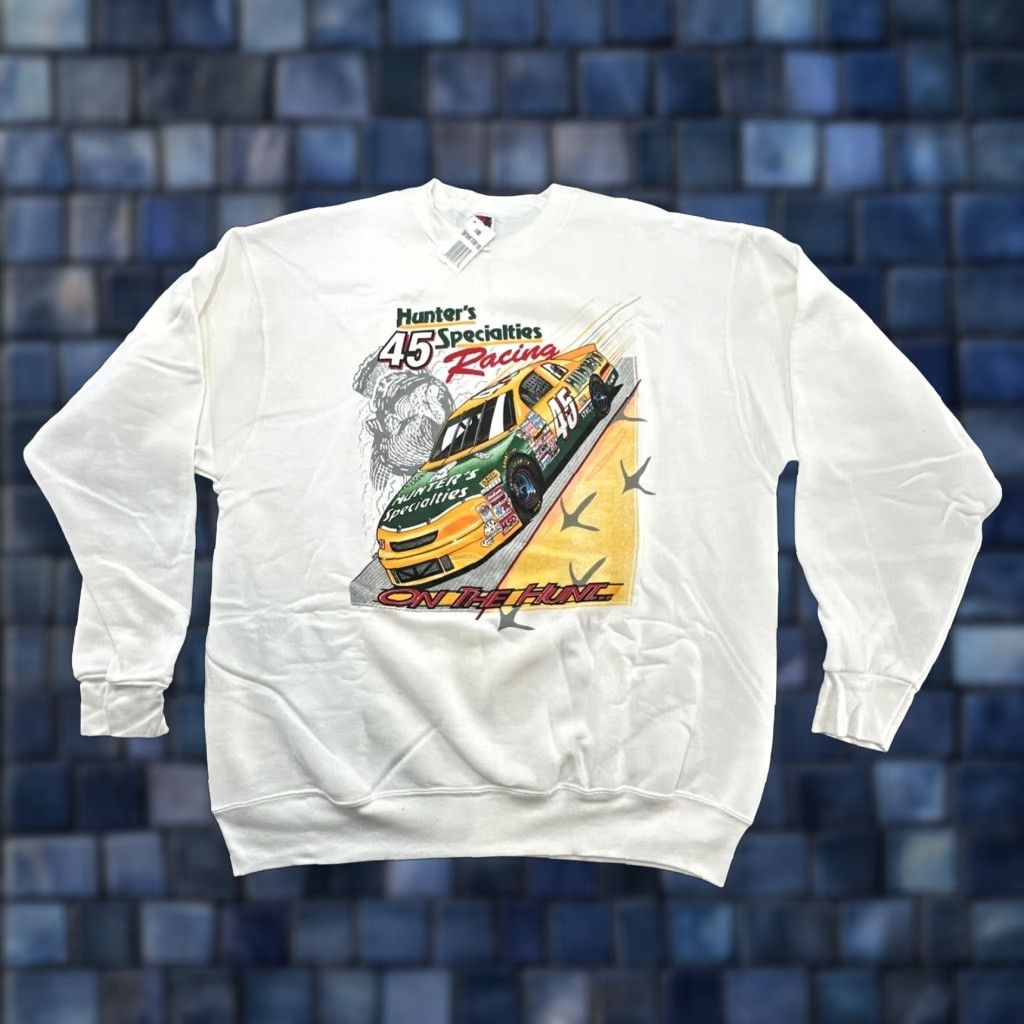 VINTAGE Hunters Specialties Racing #45 XXL Sweatshirt NWT USA Made - On The Hunt